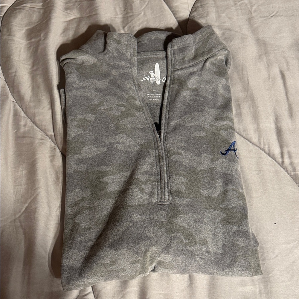 Atlanta Braves Gray Camo Quarter-Zip Pullover